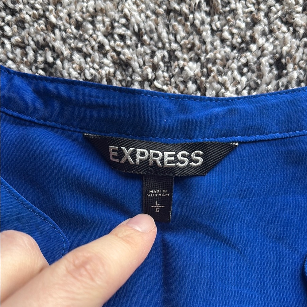 Express Vibrant Blue cuffed sleeve Dress - Picture 2 of 9